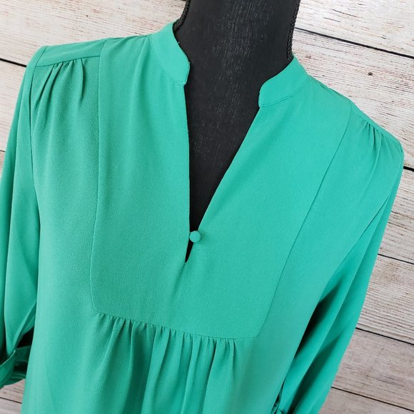 BRIXON IVY AQUA GREEN V-NECK L/S TOP - SMALL - Picture 2 of 13